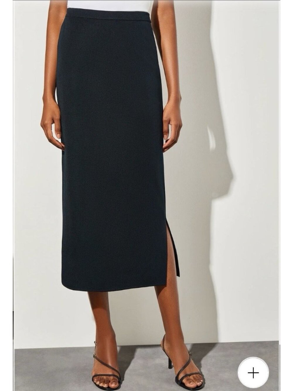 New Ming Wang XS 2/4 Ballerina Midi Skirt Black Pencil Stretch Travel Knit